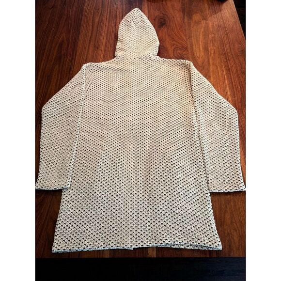 Men's Black Tan Full Zip Crochet Velvet Sherpa Lined Hooded Jacket Large - Picture 8 of 8